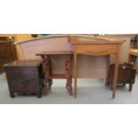 Five items of early 20thC furniture: to include a stained oak, two division magazine rack  17"h