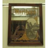 A branded printed promotional pub mirror 'Malboro'  16" x 20"  framed