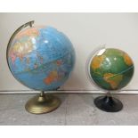 A 'George F Cram Company' globe, on a plinth  17"h; and another  12"h