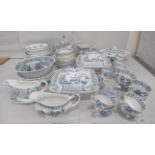 Blue and white china tableware: to include mainly Old Chelsea china, Meakin and similar