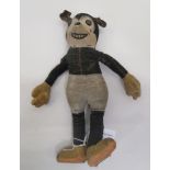 A circa 1930s stuffed, stitched, fabric toy 'Mickey Mouse' with mobile limbs  bears a label Deans