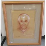 Juliet Pannett - a portrait of Bishop George Bass Hume  mixed media  bears a signature, dated 1980