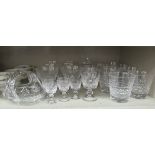 Lead crystal drinking glasses: to include a set of six Stuart whiskey tumblers