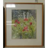 Joy Brand - 'Poppies'  watercolour  bears a signature  12" x 10"  framed