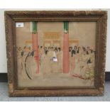 J Willing - in the manner of HM Herget, an Egyptian interior scene  watercolour  bears a