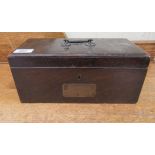 A late 19thC stained oak gavel box with a hinged lid, reputed to have been made from a portion of