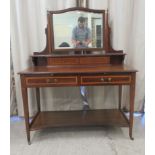 An Edwardian Maple & Co ebony inlaid crossbanded and string inlaid mahogany dressing table,