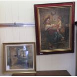 Early/mid 20thC European School - a period interior scene with a mother and son  oil on canvas