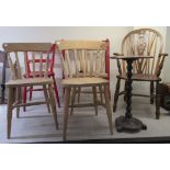 Small furniture: to include a 19thC red painted, twin bar back chair; and a Victorian style towel