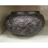 A modern Chinese bronze censor with dragon and other ornament  bears an impressed six character mark