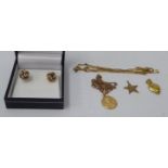 Gold, gold coloured and yellow metal items of personal ornament: to include a fine 9ct gold