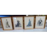 A series of four German costume prints  10" x 7"  framed