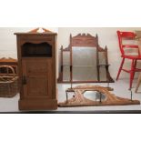 Small 19th & 20thC furniture: to include an Edwardian mahogany framed overmantel mirror with an