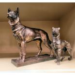 A WMF silver plated model, a standing German Shepherd with a collar, on a naturalistic plinth  9.5";