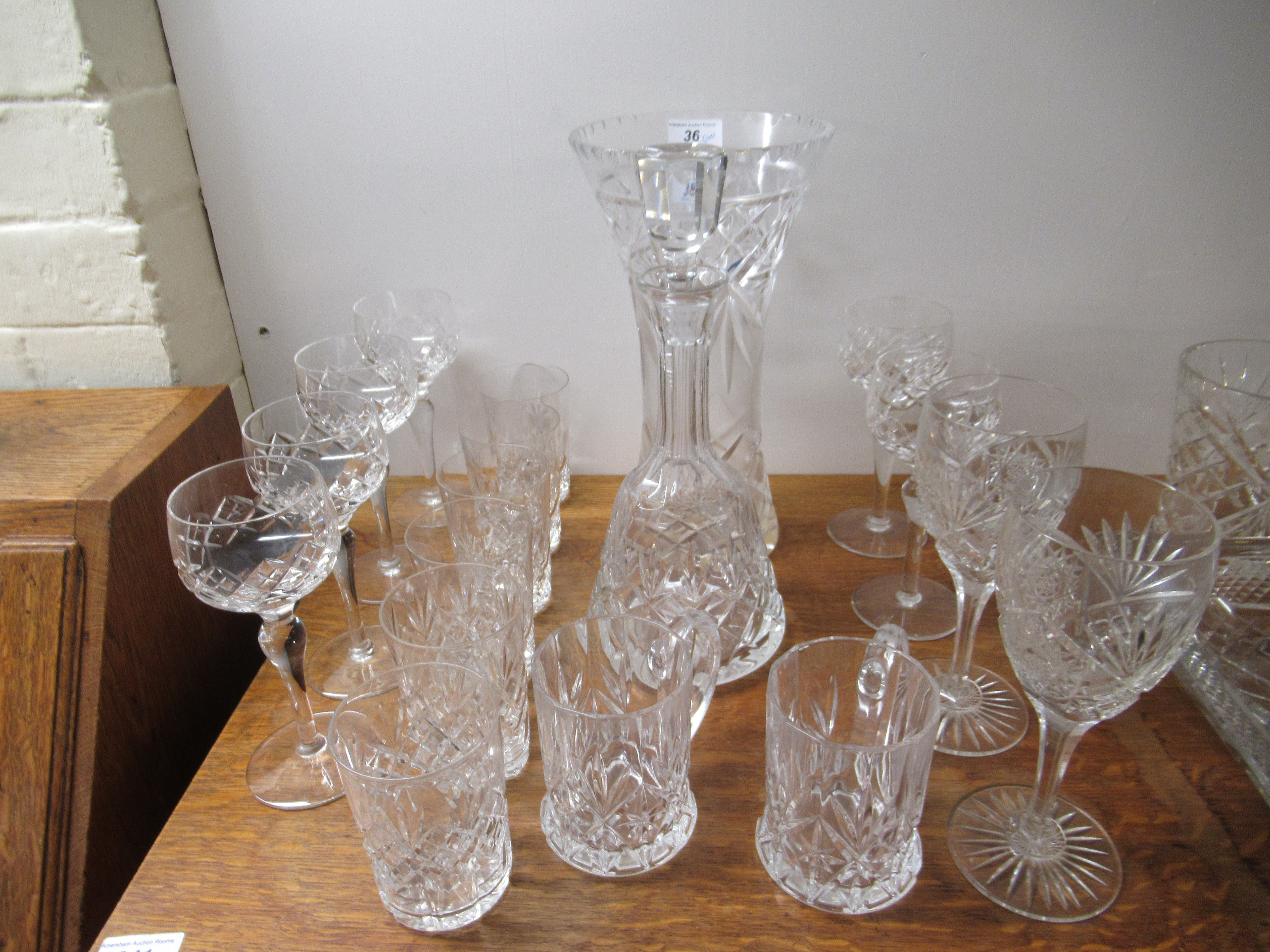 Glassware: to include pedestal wines, vases and decanters  various size & form - Image 2 of 3