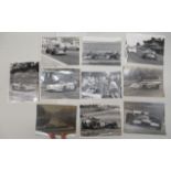 Ten Vintage Grand Prix and Le Mans racing car monochrome photographs by Geoffrey Goddard   various