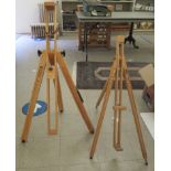 Two modern stained beech artists' folding easels
