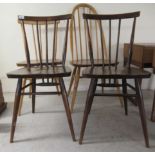 Four various Ercol (stained and unstained), beech and elm framed dining chairs