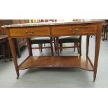 An Edwardian ebony crossbanded and string inlaid washstand, the (broken) marble top over two