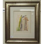 After Salvador Dali- two abstract figures about to embrace  coloured print  bears a pencil signature