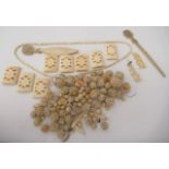 Carved and turned bone items of personal ornament: to include loose beads