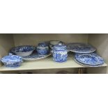 Blue and white ceramics: to include a Copeland Spode china Italian pattern biscuit barrel  7"h