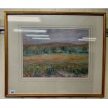 Luis Bodes - figures walking in a landscape setting  pastel  bears a signature  13" x 16"  framed