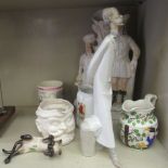 Decorative ceramics: to include a Staffordshire pottery flatback 'Robin Hood'  15"h; and a Beswick