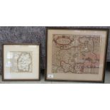 An 18thC coloured county map 'Middlesex' with a decorative title cartouche  10.5" x 13"  framed