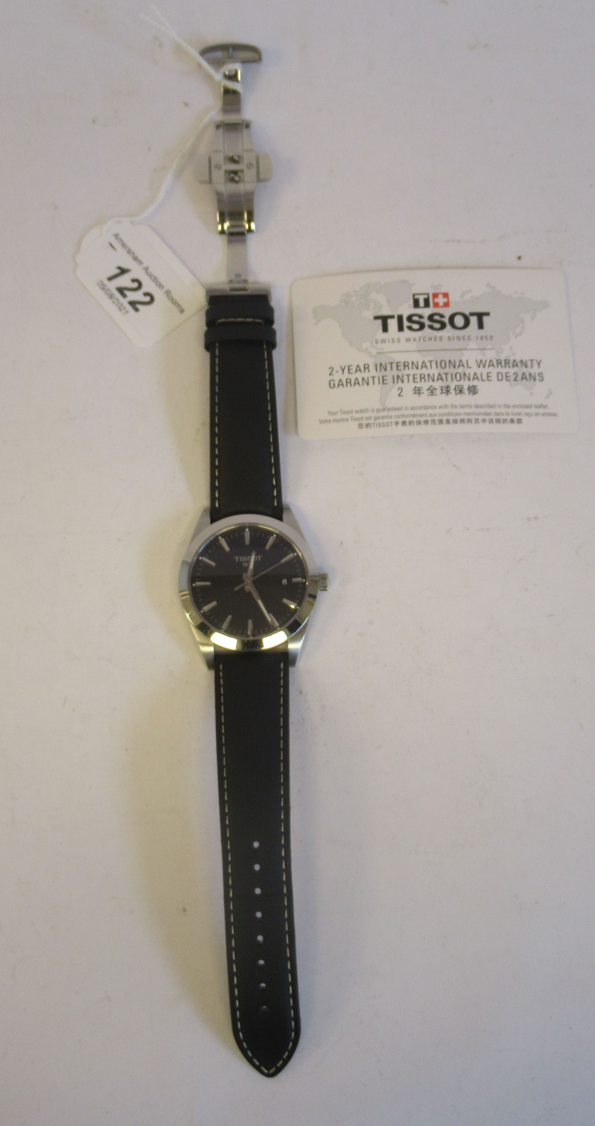 A Tissot 1853 stainless steel cased wristwatch, the movement with sweeping seconds, faced by a black - Image 2 of 5