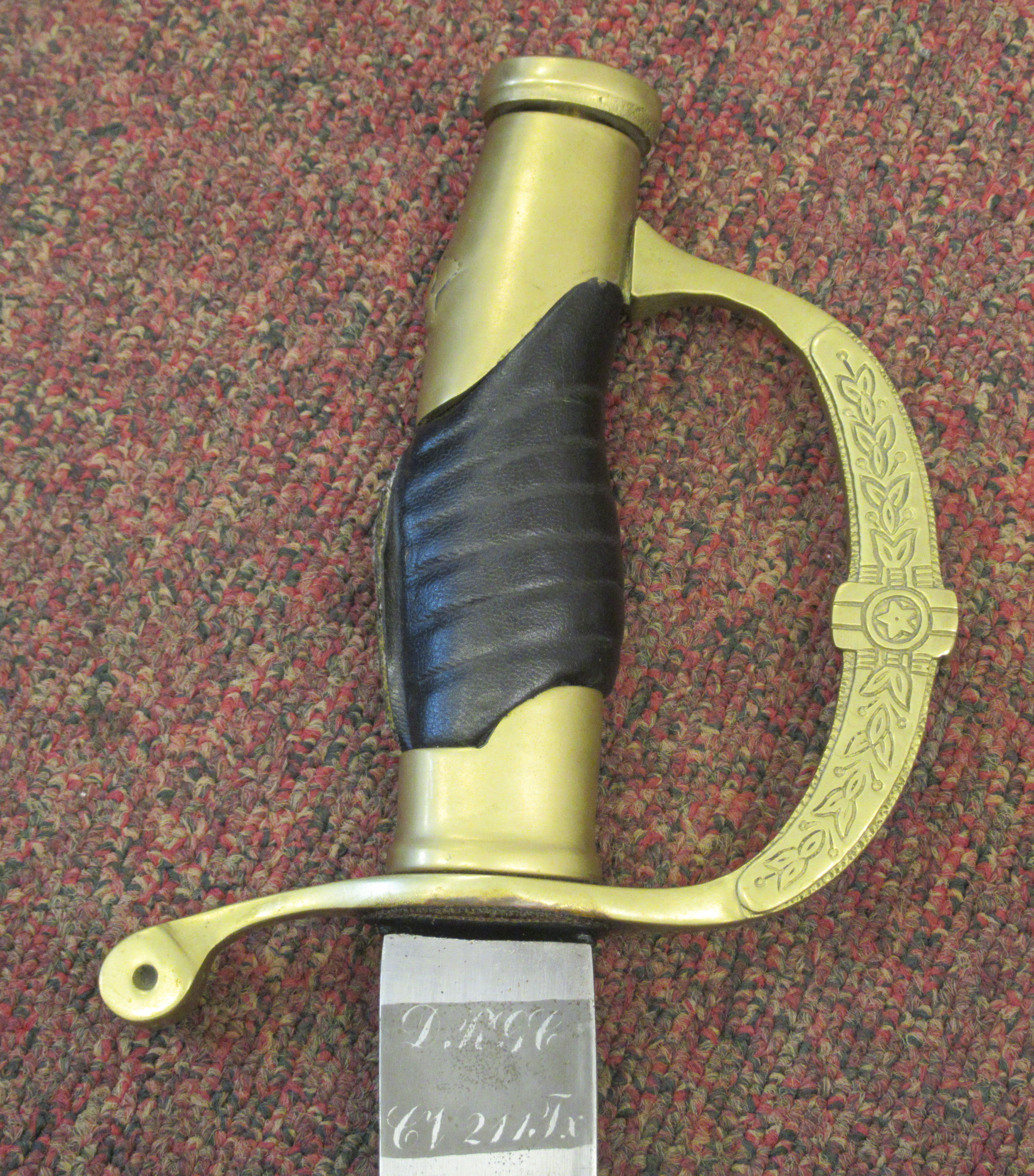 Two similar replica 18thC sabres with fabric covered handles, brass knuckle guards and hilts, the - Image 4 of 7