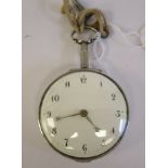 A George III silver cased pocket watch, the fusee movement faced by a convex white enamel Arabic