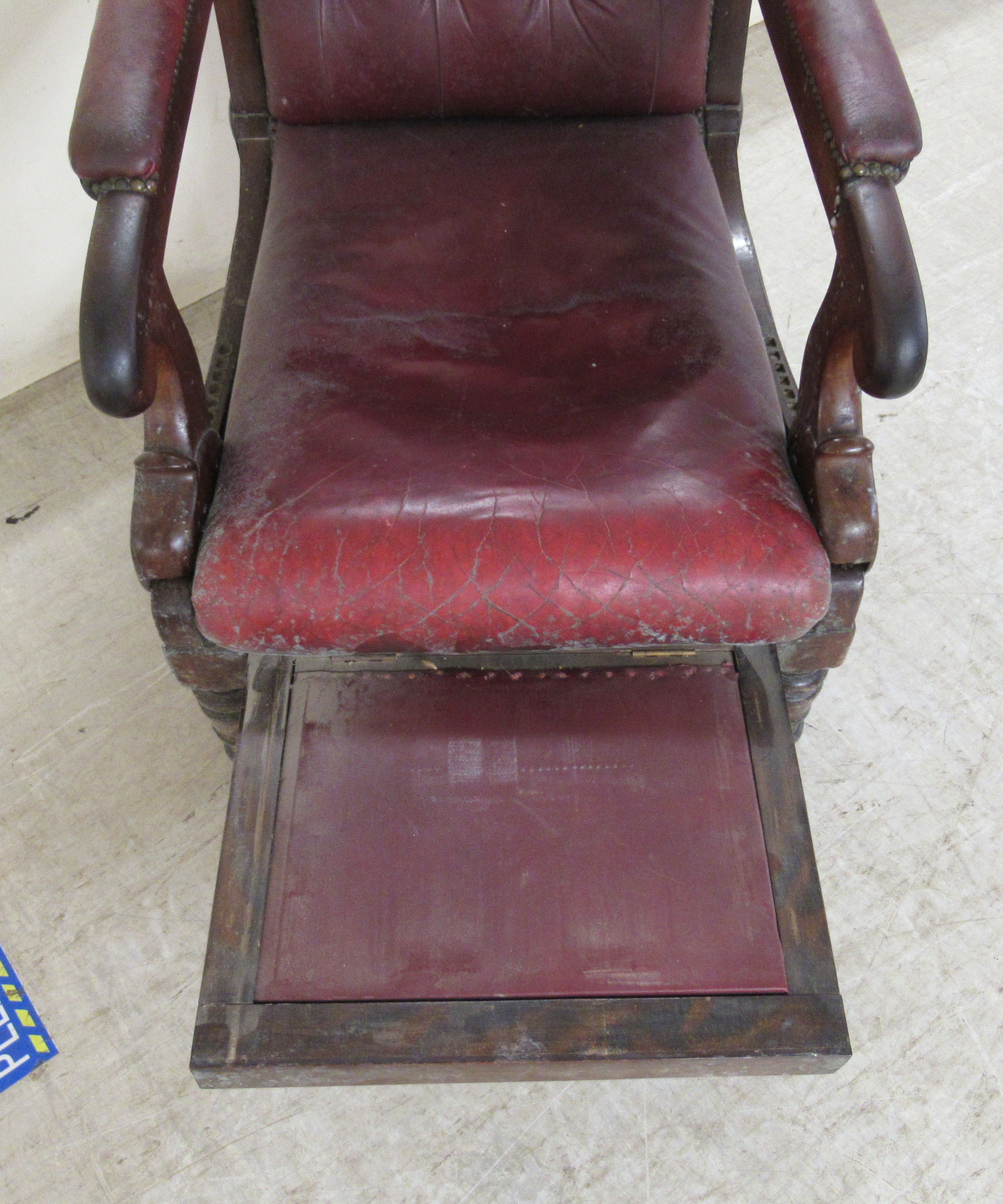 A William IV mahogany framed reclining library chair, the Daws Patent action having a height - Image 8 of 12