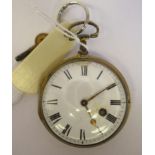 A 19thC Irish gilt metal cased pocket watch with a dimpled glass, the fusee movement inscribed * O'