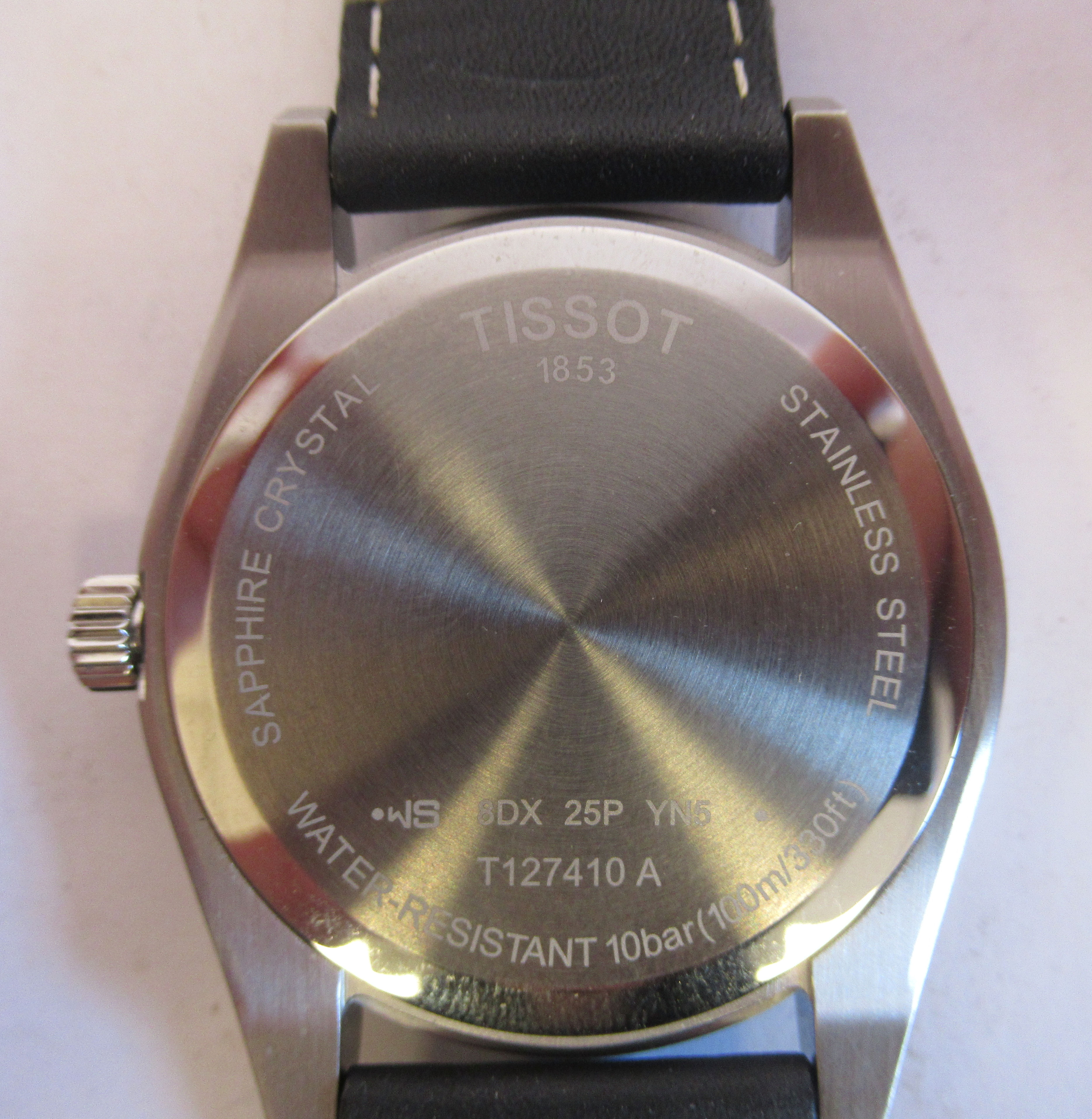 A Tissot 1853 stainless steel cased wristwatch, the movement with sweeping seconds, faced by a black - Image 3 of 5