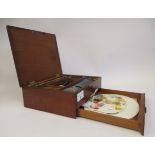 A late 19th/early 20thC artists' mahogany box, having straight sides and a lockable hinged lid,