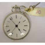 A 19thC silver cased pocket watch, the jewelled movement with sweeping seconds, protected by a