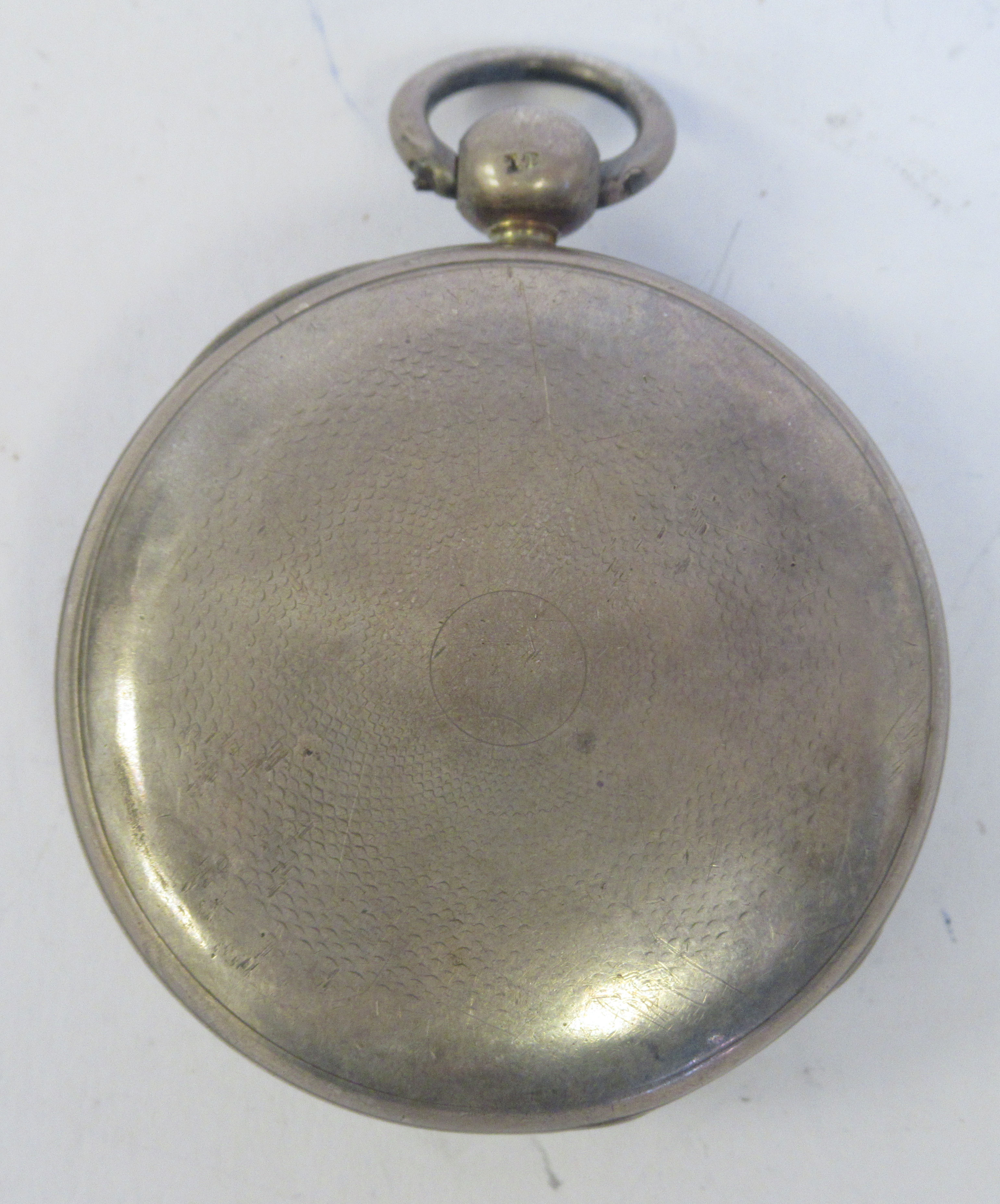 A 19thC silver cased pocket watch, faced by a convex white enamel dial, the numerals replaced by the - Image 7 of 8