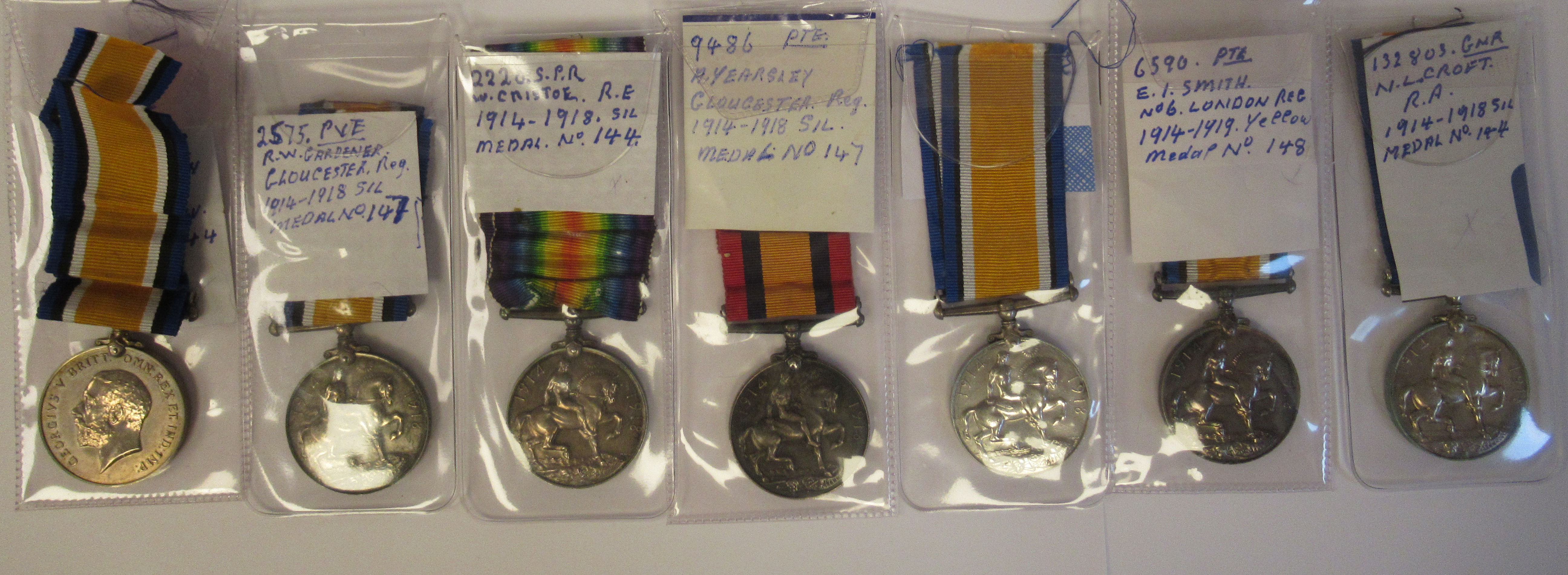 Twenty-four Great War 1914-1918 British service medals on ribbons, viz. 46481, Gnr. E. Williamson
