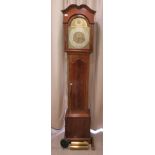 An Edwardian string inlaid mahogany longcase clock, the arched hood with a glazed window, over a