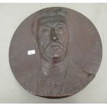 Emile Soldi - a 19thC French cast and patinated bronze plaque, inscribed 'Jean Baptiste Adolphe