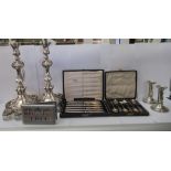 Silver and silver plated tableware: to include a pair of Polish silver plated, on copper