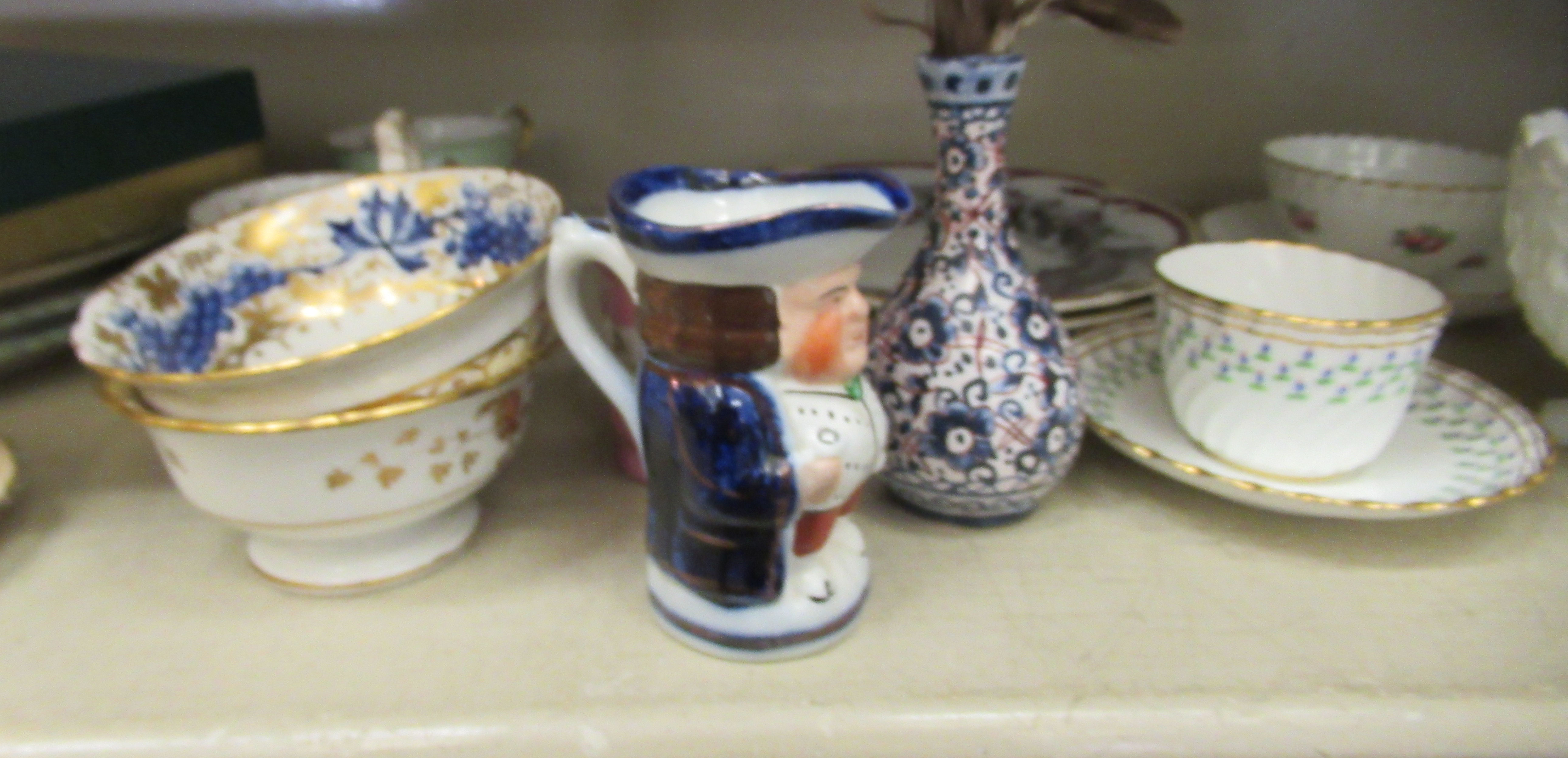 Ceramics: to include a late Victorian Felspar porcelain dish, decorated with flowers and birds  10" - Image 3 of 6