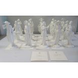 Fifteen Royal Worcester porcelain figures 'The 1920s Vogue Collection' 8-9"h with certificates