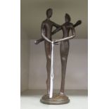 A modern bronze group 'Couple Embracing'  8.5"h