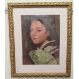 20thC Continental School - a head and shoulders portrait, a yound woman  oil on board  17" x 14"