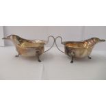 Two similar silver sauce boats  Sheffield 1935/36