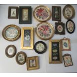 19th and 20thC embroidered tapestry panels  various designs & sizes  framed
