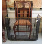 Small furniture: to include a late 19thC brass and wire mesh fire guard  24"h  31"w