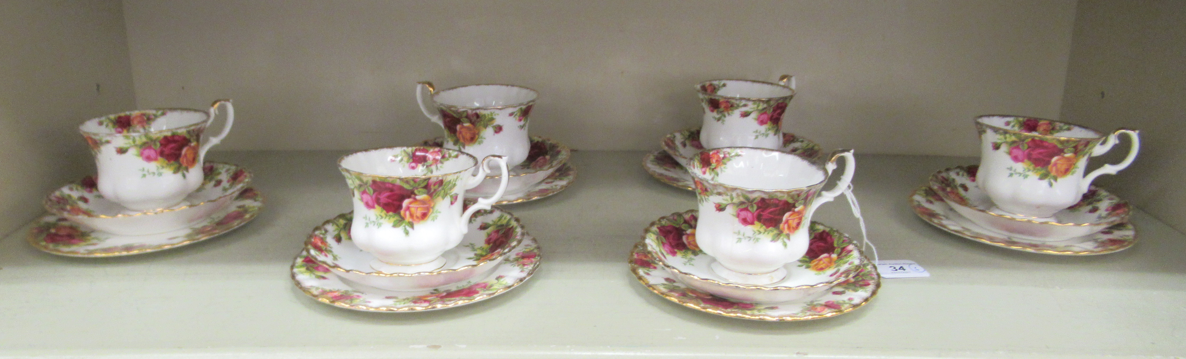 Six Royal Albert bone china Old Country Roses pattern trios